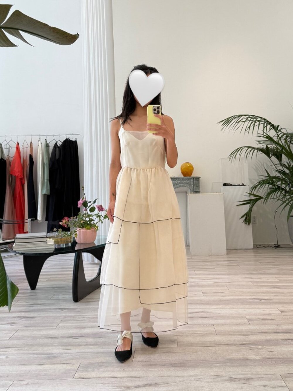 Kamperett organza midi dress (ivory, XS) - Picture 2 of 6